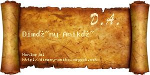 Dimény Anikó névjegykártya