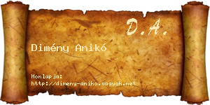 Dimény Anikó névjegykártya